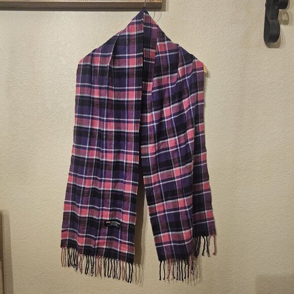 100% Cashmere Scarf 66" X 12" - SO Soft! - Purple Plaid Winter Holiday Warm Cozy - Picture 2 of 4